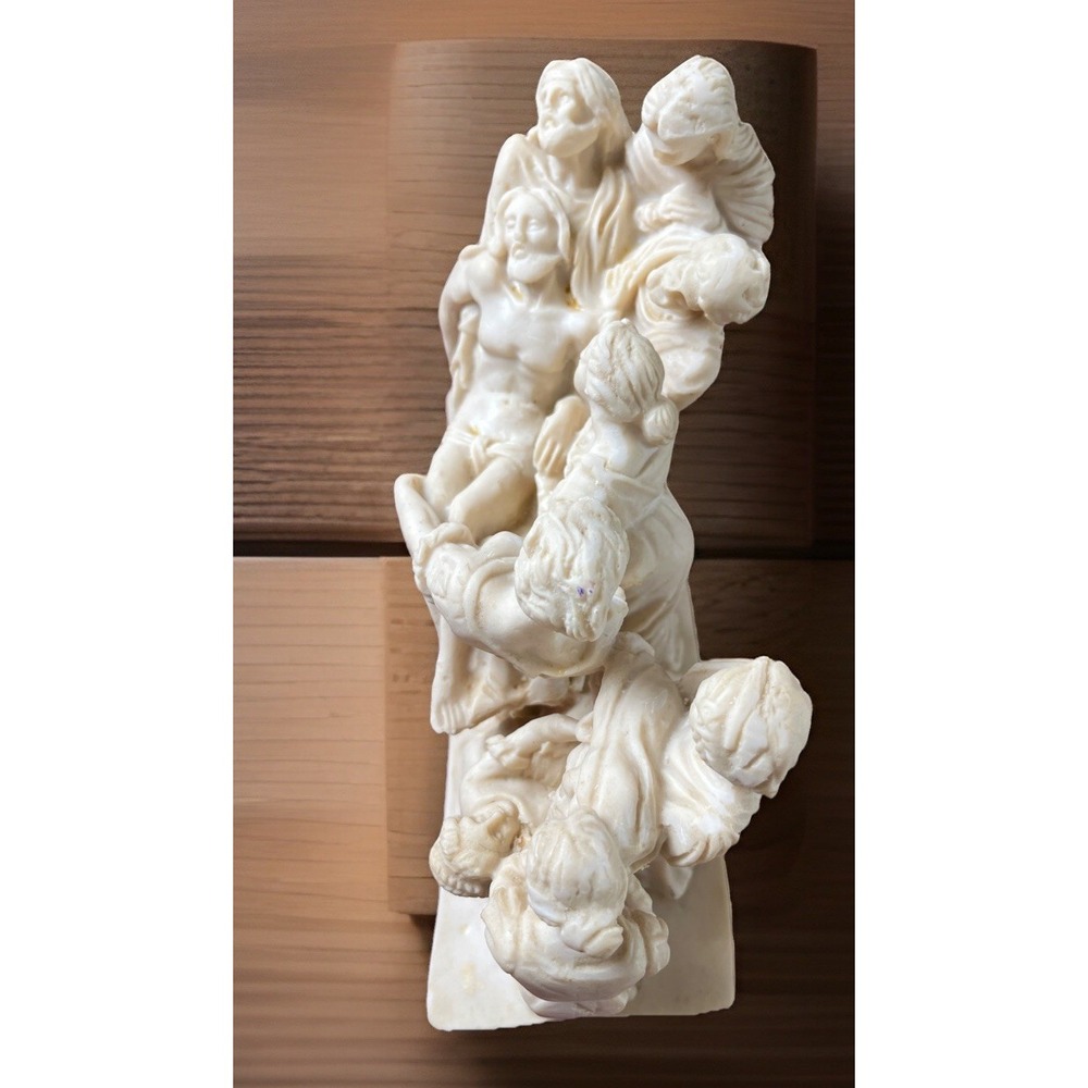 Vintage Italian Cast Marble Alabaster Descent From The Cross Religious Sculpture - Picture 8 of 9